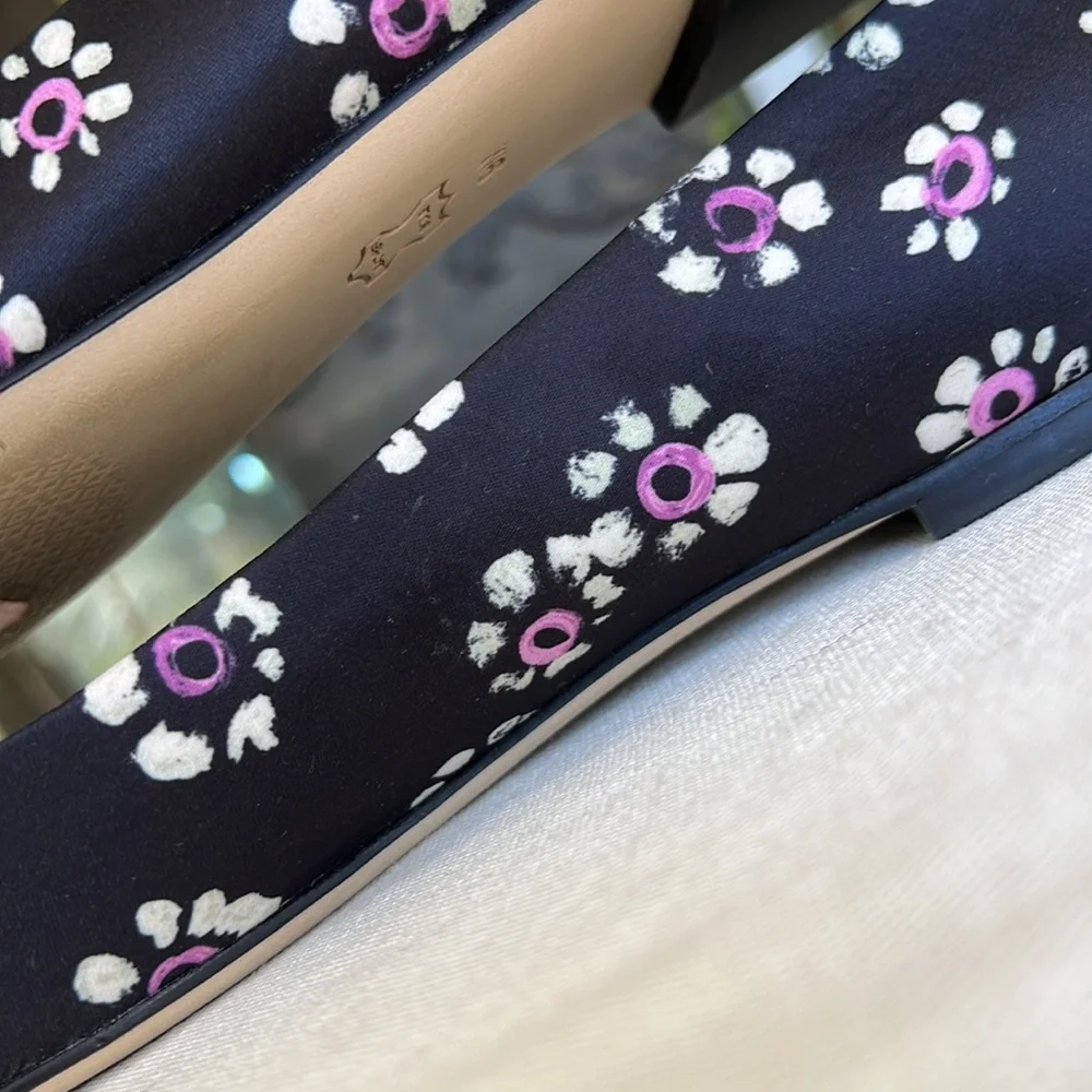 TORY BURCH Satin Bow Floral flats size 9